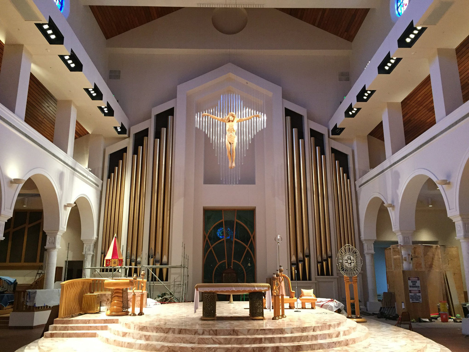 Organ pipes are seen in this undated photo near the altar at the Basilica of the National Shrine of Mary, Queen of the Universe in Orlando, Fla. The basilica recently completed the installation of 5,271 pipes, some reaching has high as 37 feet.